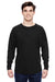 J America 8229 Mens Game Day Jersey Long Sleeve Crewneck T-Shirt Black Model Front