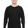 J America Mens Game Day Jersey Long Sleeve Crewneck T-Shirt - Black