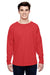 J America 8229 Mens Game Day Jersey Long Sleeve Crewneck T-Shirt Red Model Front
