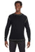 J America 8238 Mens Vintage Thermal Long Sleeve Crewneck T-Shirt Black Model Front