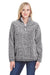 J America 8451 Womens Epic Sherpa Fleece 1/4 Zip Sweatshirt Heather Black Model Front
