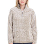 J America Womens Epic Sherpa Fleece 1/4 Zip Sweatshirt - Heather Oatmeal