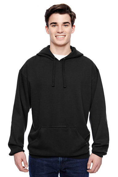 J America JA8815/8815 Mens Tailgate Fleece Hooded Sweatshirt Hoodie w/ Pouch Pocket Black Model Front