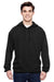 J America JA8815/8815 Mens Tailgate Fleece Hooded Sweatshirt Hoodie w/ Pouch Pocket Black Model Front