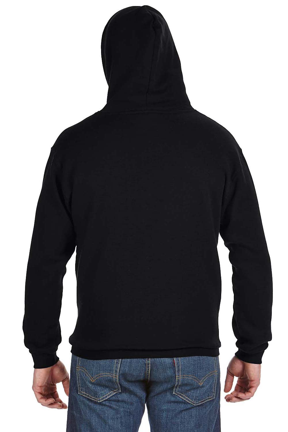 J America JA8815/8815 Mens Tailgate Fleece Hooded Sweatshirt Hoodie w/ Pouch Pocket Black Model Back