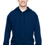 J America Mens Tailgate Fleece Hooded Sweatshirt Hoodie w/ Pouch Pocket - Navy Blue - Closeout