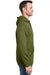 J America JA8815/8815 Mens Tailgate Fleece Hooded Sweatshirt Hoodie w/ Pouch Pocket Olive Green Model Side