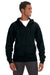 J America JA8821/8821 Mens Premium Fleece Full Zip Hooded Sweatshirt Hoodie w/ Pockets Black Model Front