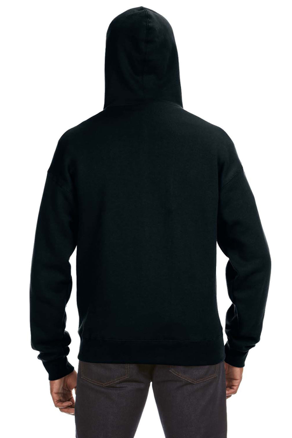 J America JA8821/8821 Mens Premium Fleece Full Zip Hooded Sweatshirt Hoodie w/ Pockets Black Model Back