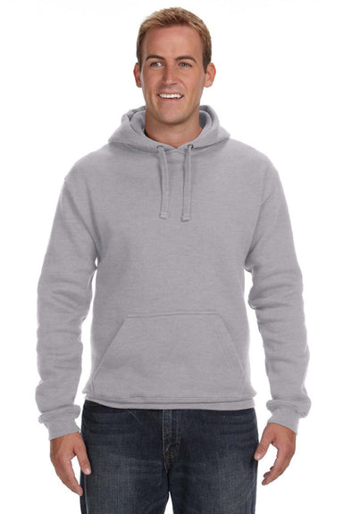 J America 8824 Mens Premium Fleece Hooded Sweatshirt Hoodie w/ Pouch Pocket Oxford Grey Model Front
