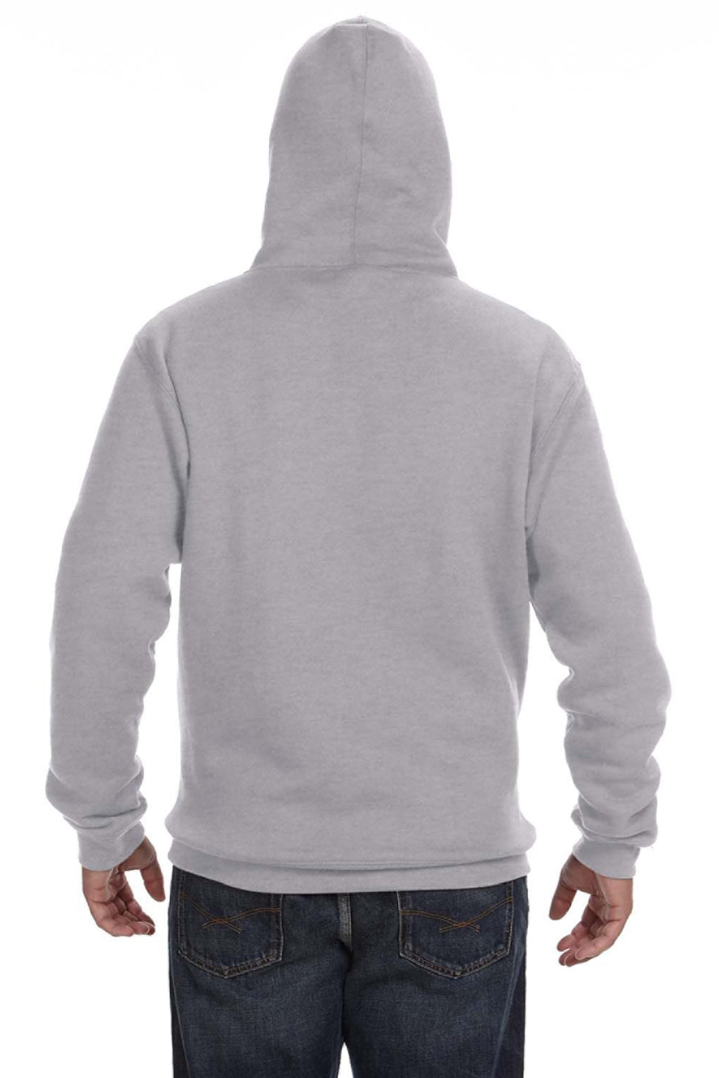 J America 8824 Mens Premium Fleece Hooded Sweatshirt Hoodie w/ Pouch Pocket Oxford Grey Model Back