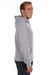 J America 8824 Mens Premium Fleece Hooded Sweatshirt Hoodie w/ Pouch Pocket Oxford Grey Model Side