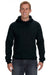 J America 8824 Mens Premium Fleece Hooded Sweatshirt Hoodie w/ Pouch Pocket Black Model Front
