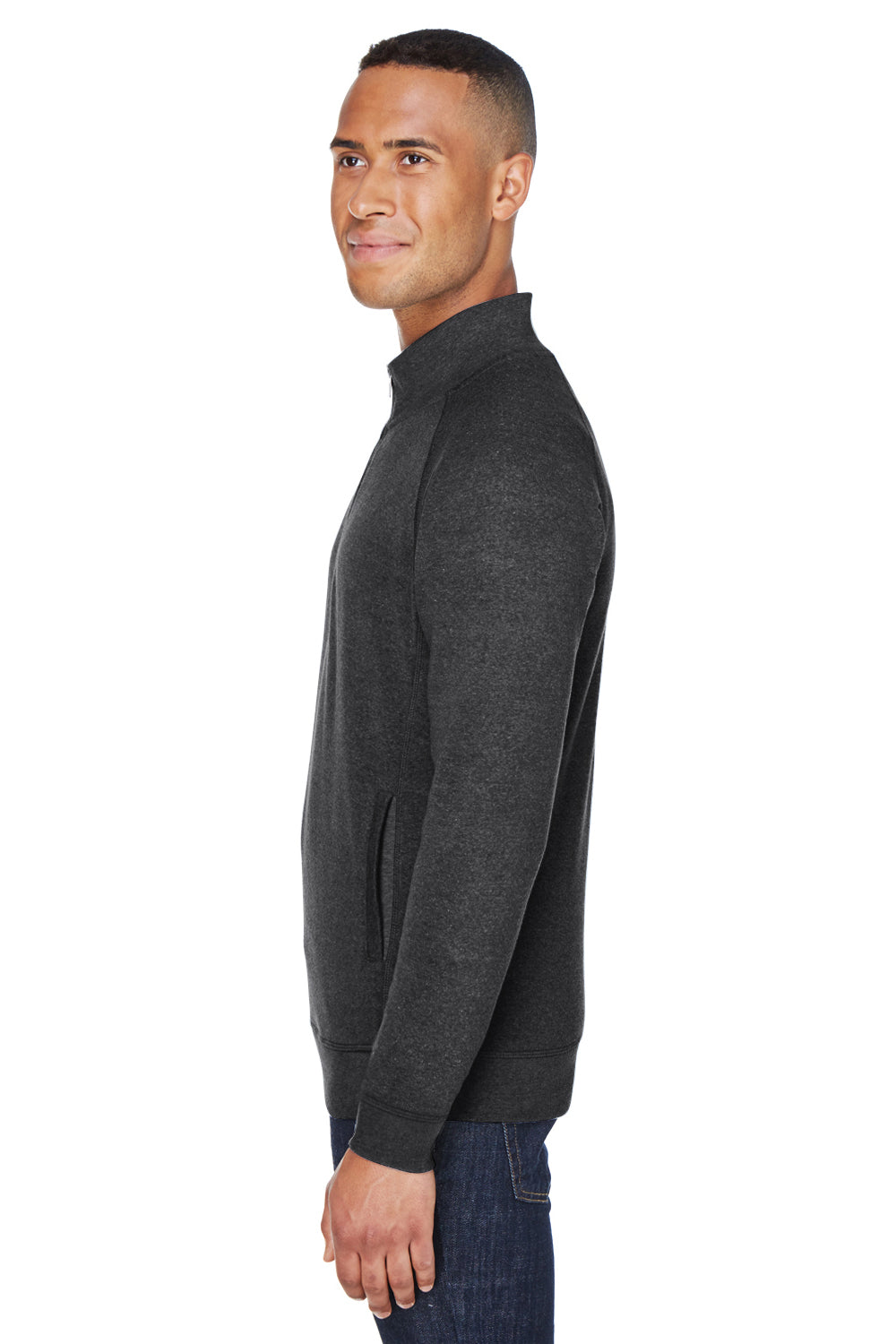 J America JA8869/8869 Mens Fleece 1/4 Zip Sweatshirt w/ Pockets Black Model Side