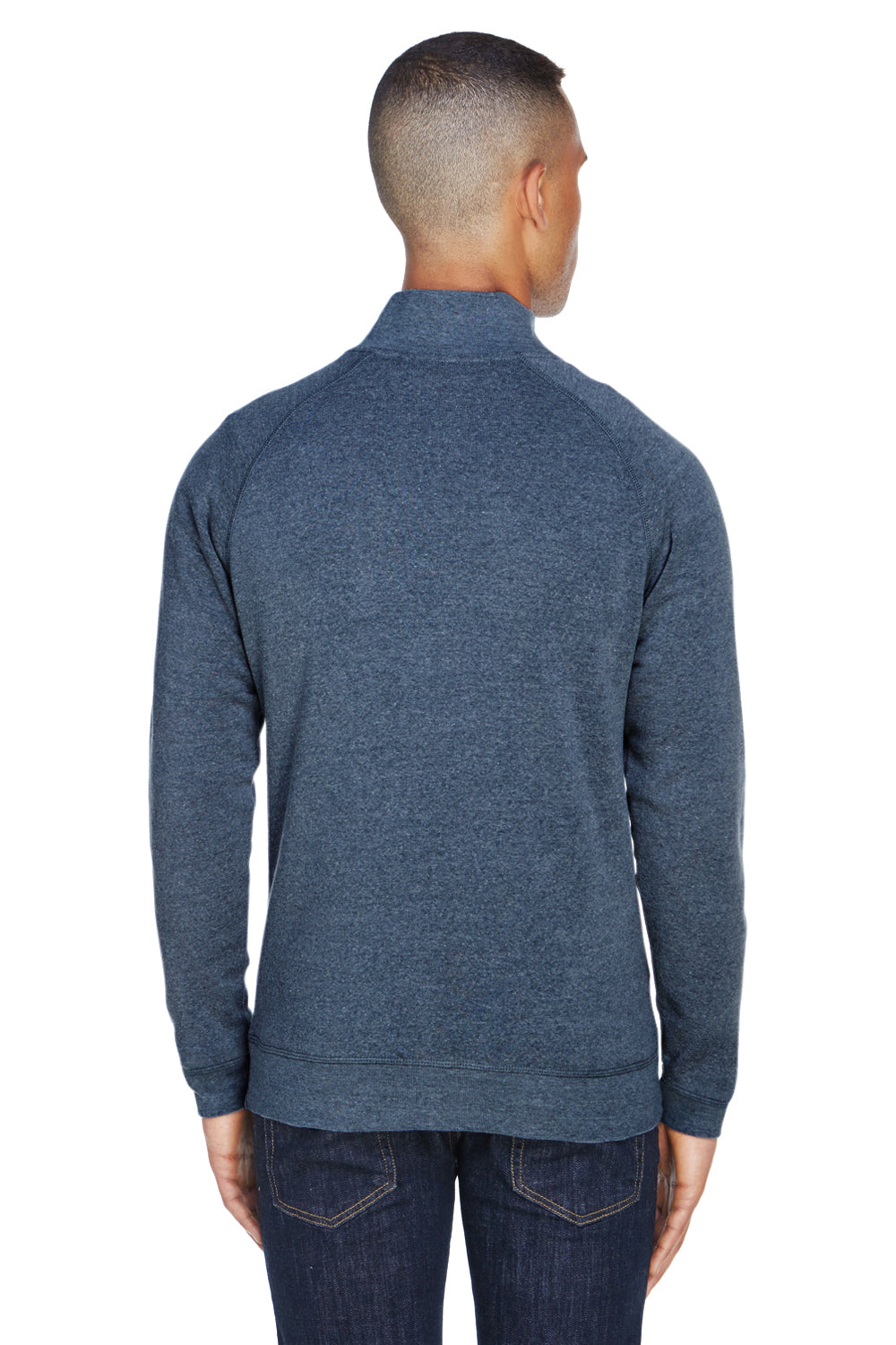 J America JA8869/8869 Mens Fleece 1/4 Zip Sweatshirt w/ Pockets Navy Blue Model Back