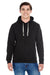 J America JA8871/8871 Mens Fleece Hooded Sweatshirt Hoodie w/ Pouch Pocket Solid Black Model Front