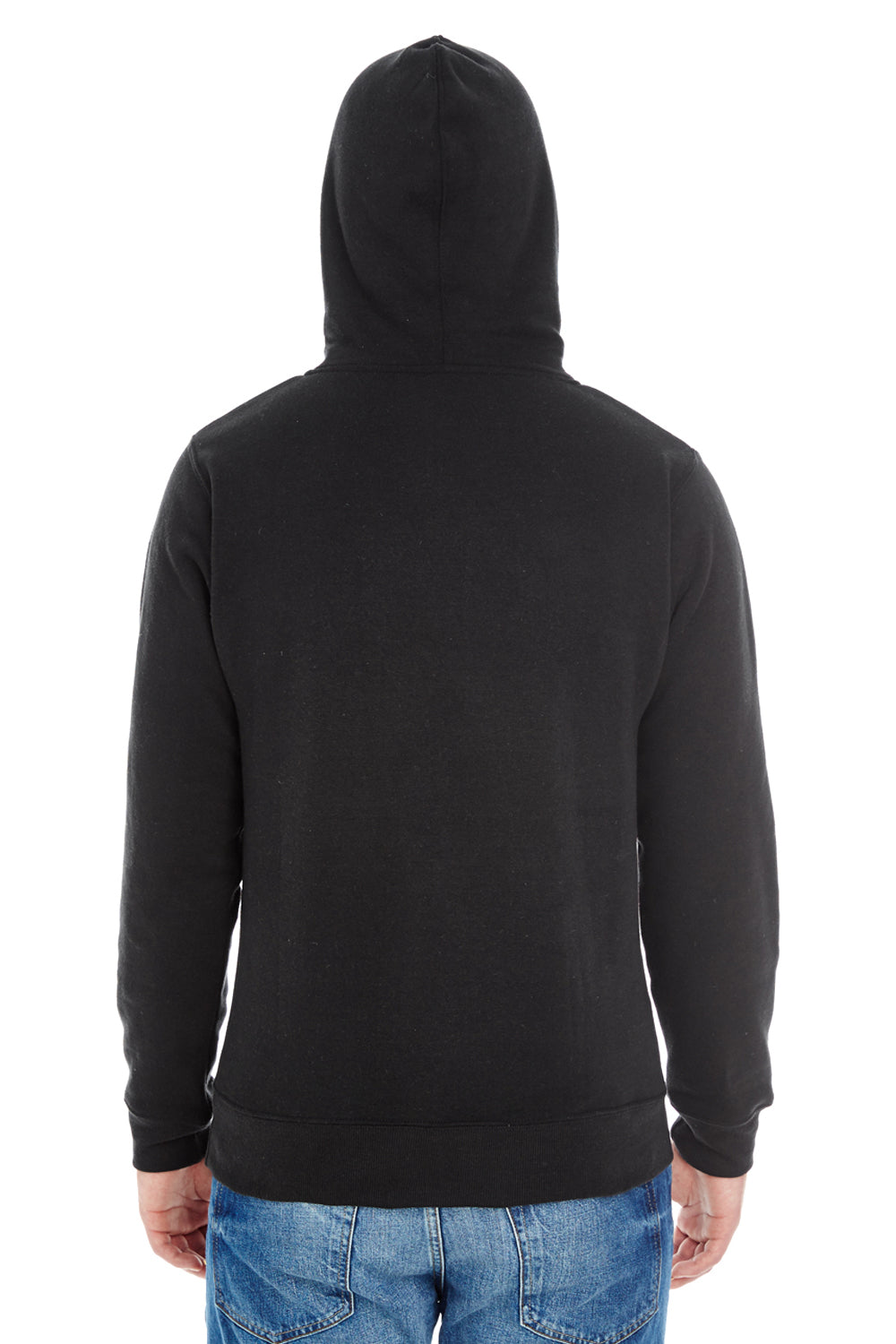 J America JA8871/8871 Mens Fleece Hooded Sweatshirt Hoodie w/ Pouch Pocket Solid Black Model Back