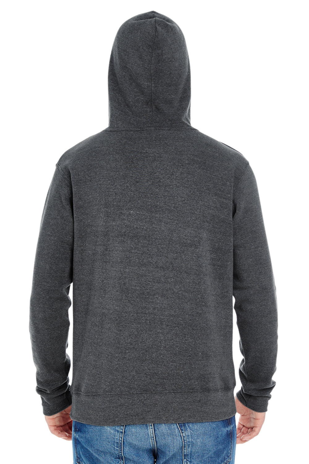 J America JA8871/8871 Mens Fleece Hooded Sweatshirt Hoodie w/ Pouch Pocket Black Model Back