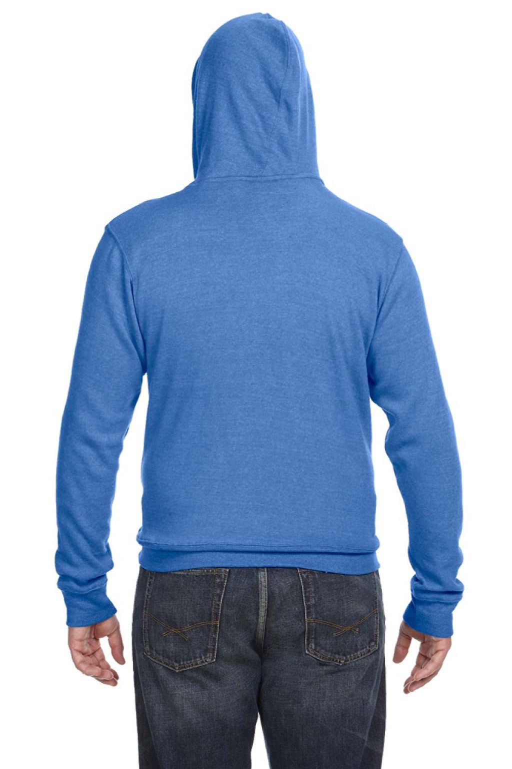 J America JA8871/8871 Mens Fleece Hooded Sweatshirt Hoodie w/ Pouch Pocket Cool Royal Blue Model Back