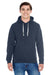J America JA8871/8871 Mens Fleece Hooded Sweatshirt Hoodie w/ Pouch Pocket Navy Blue Model Front