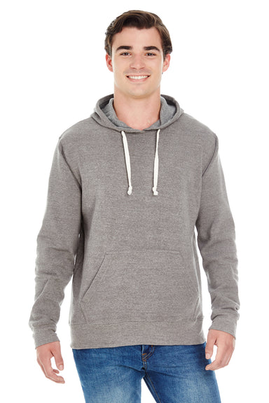 J America JA8871/8871 Mens Fleece Hooded Sweatshirt Hoodie w/ Pouch Pocket Smoke Grey Model Front