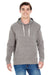 J America JA8871/8871 Mens Fleece Hooded Sweatshirt Hoodie w/ Pouch Pocket Smoke Grey Model Front