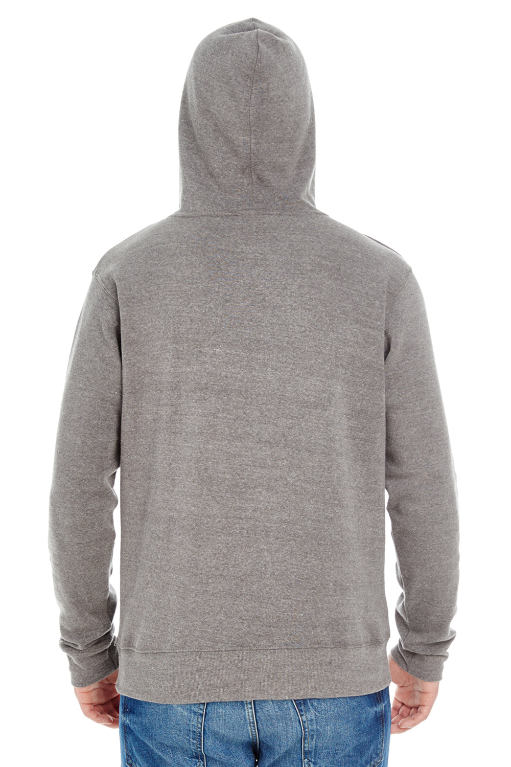 J America JA8871/8871 Mens Fleece Hooded Sweatshirt Hoodie w/ Pouch Pocket Smoke Grey Model Back