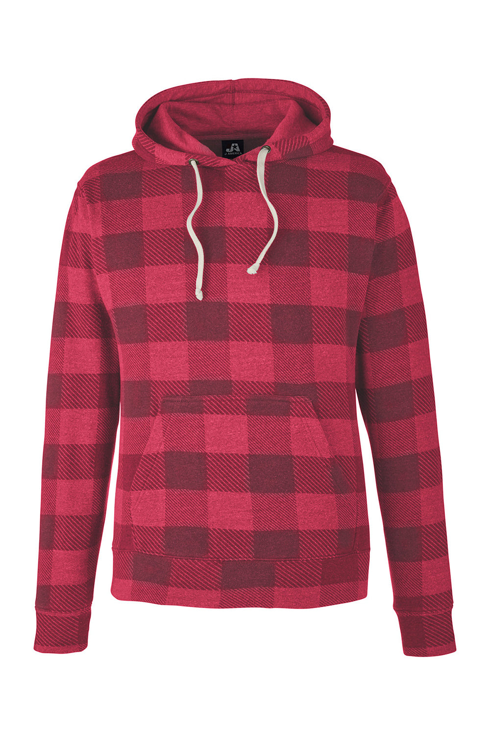 J America JA8871/8871 Mens Fleece Hooded Sweatshirt Hoodie w/ Pouch Pocket Red Buffalo Flat Front