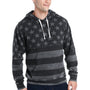 J America Mens Fleece Hooded Sweatshirt Hoodie w/ Pouch Pocket - Black Stars & Stripes