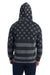 J America JA8871/8871 Mens Fleece Hooded Sweatshirt Hoodie w/ Pouch Pocket Black Stars & Stripes Model Back