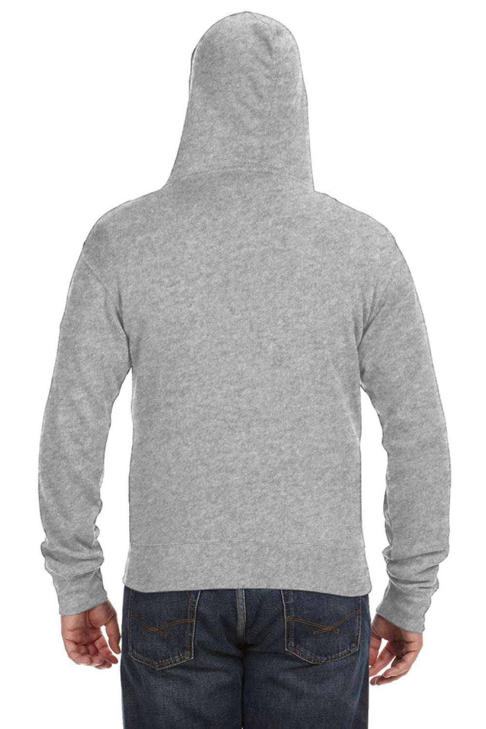 J America JA8872/8872 Mens Fleece Full Zip Hooded Sweatshirt Hoodie w/ Pockets Grey Model Back