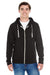 J America JA8872/8872 Mens Fleece Full Zip Hooded Sweatshirt Hoodie w/ Pockets Solid Black Model Front