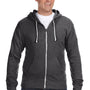 J America Mens Fleece Full Zip Hooded Sweatshirt Hoodie w/ Pockets - Black
