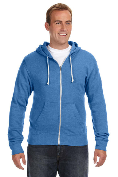 J America JA8872/8872 Mens Fleece Full Zip Hooded Sweatshirt Hoodie w/ Pockets Royal Blue Model Front