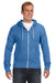 J America JA8872/8872 Mens Fleece Full Zip Hooded Sweatshirt Hoodie w/ Pockets Royal Blue Model Front