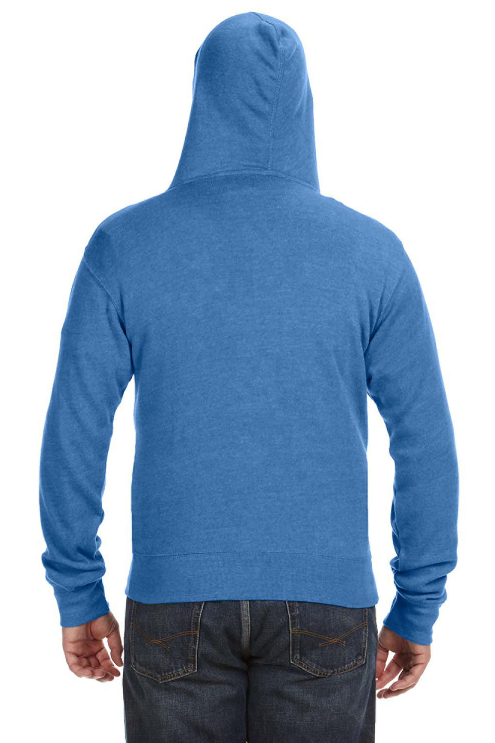 J America JA8872/8872 Mens Fleece Full Zip Hooded Sweatshirt Hoodie w/ Pockets Royal Blue Model Back