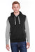 J America JA8877/8877 Mens Fleece Sleeveless Hooded Sweatshirt Hoodie w/ Pouch Pocket Black Model Front