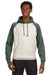 J America JA8885/8885 Mens Vintage Heather Hooded Sweatshirt Hoodie w/ Pouch Pocket Oatmeal/Army Green Model Front