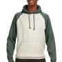 J America Mens Vintage Heather Hooded Sweatshirt Hoodie w/ Pouch Pocket - Oatmeal/Army Green