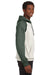 J America JA8885/8885 Mens Vintage Heather Hooded Sweatshirt Hoodie w/ Pouch Pocket Oatmeal/Army Green Model Side