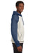 J America JA8885/8885 Mens Vintage Heather Hooded Sweatshirt Hoodie w/ Pouch Pocket Oatmeal/Vintage Navy Blue Model Side