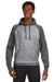 J America JA8885/8885 Mens Vintage Heather Hooded Sweatshirt Hoodie w/ Pouch Pocket Smoke Grey/Charcoal Grey Model Front