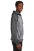 J America JA8885/8885 Mens Vintage Heather Hooded Sweatshirt Hoodie w/ Pouch Pocket Smoke Grey/Charcoal Grey Model Side