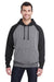 J America JA8885/8885 Mens Vintage Heather Hooded Sweatshirt Hoodie w/ Pouch Pocket Smoke Grey/Black Model Front