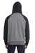 J America JA8885/8885 Mens Vintage Heather Hooded Sweatshirt Hoodie w/ Pouch Pocket Smoke Grey/Black Model Back
