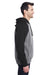 J America JA8885/8885 Mens Vintage Heather Hooded Sweatshirt Hoodie w/ Pouch Pocket Smoke Grey/Black Model Side