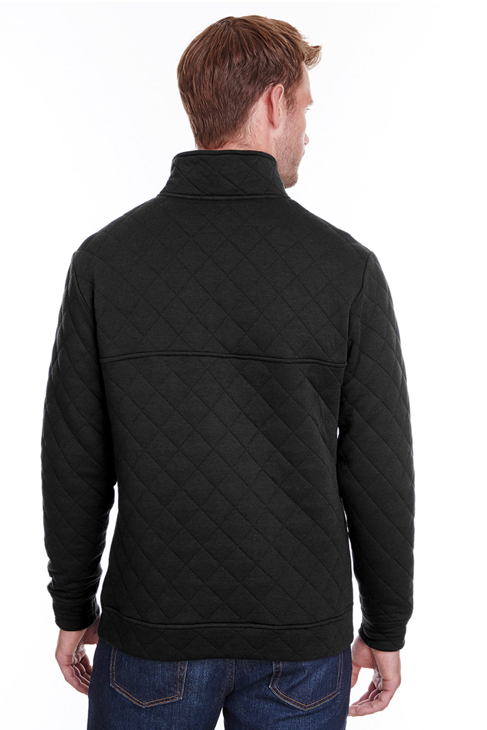 J America JA8890/8890 Mens Quilted 1/4 Snap Down Sweatshirt Black Model Back