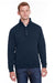 J America JA8890/8890 Mens Quilted 1/4 Snap Down Sweatshirt Navy Blue Model Front