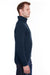 J America JA8890/8890 Mens Quilted 1/4 Snap Down Sweatshirt Navy Blue Model Side