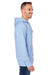J America JA8915/8915 Mens Vintage Zen Burnout Fleece Hooded Sweatshirt Hoodie w/ Pouch Pocket Chambray Blue Model Side